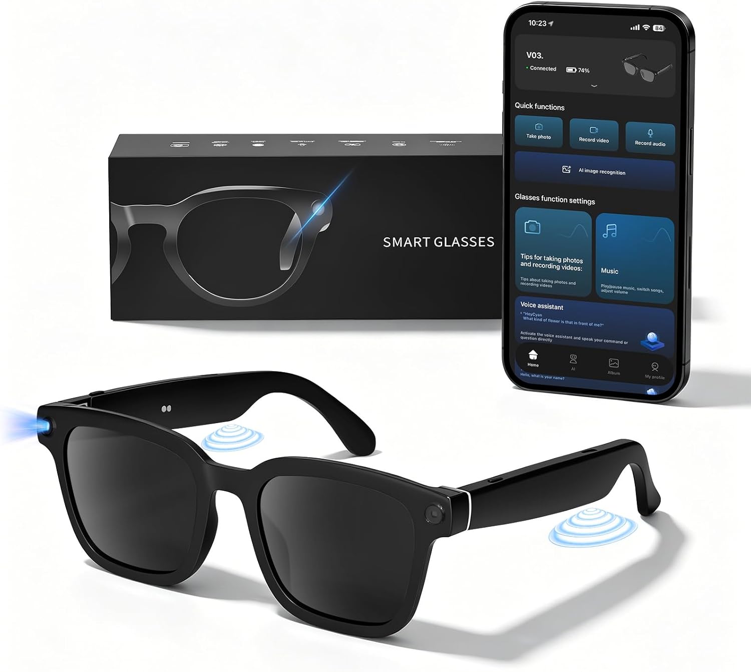 HD Camera Bluetooth Smart Glas - Smart Glasses Lens ulasan dan harga