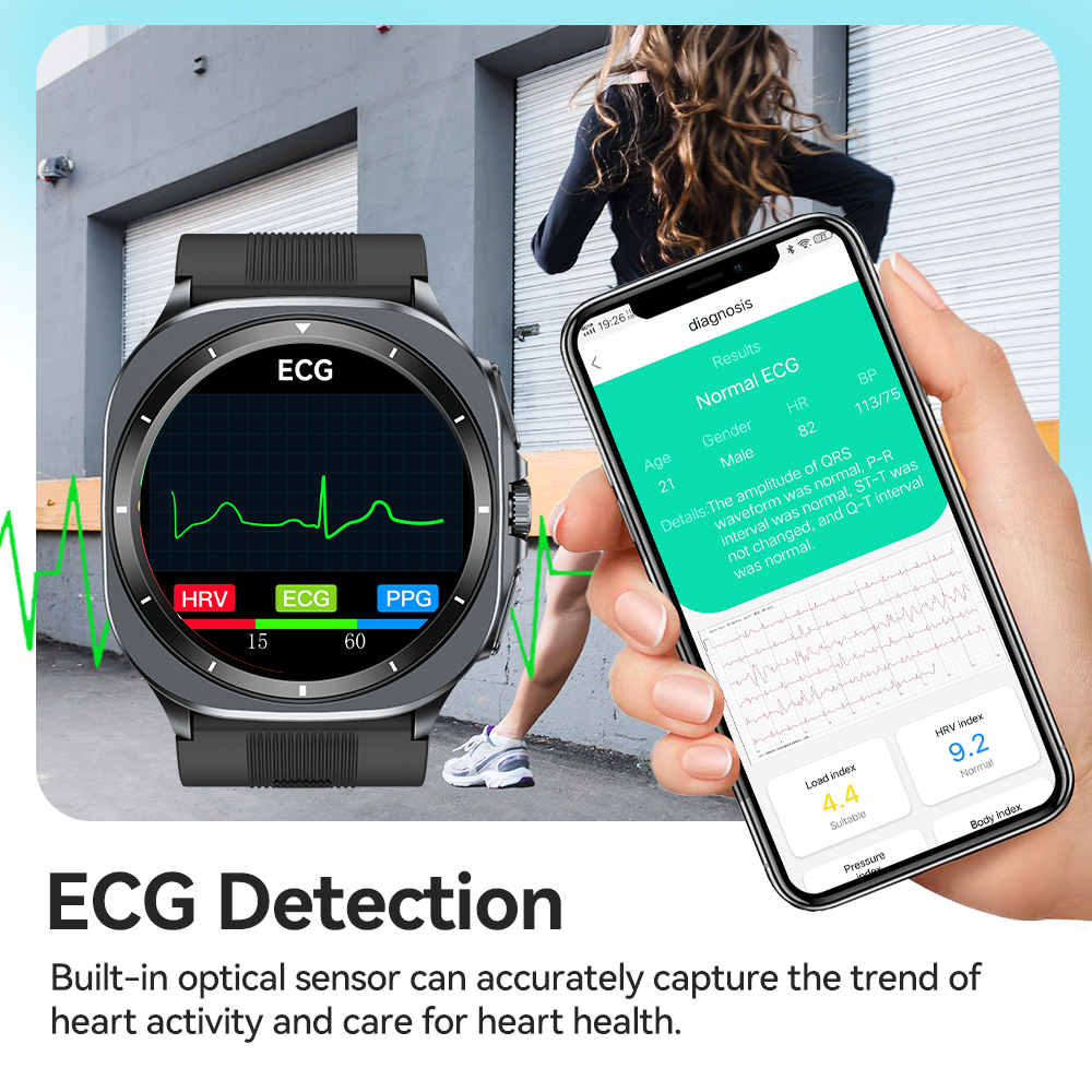 NOYAFA New ECG+PPG Blood Fat U - Fall Detection Watch ulasan dan harga