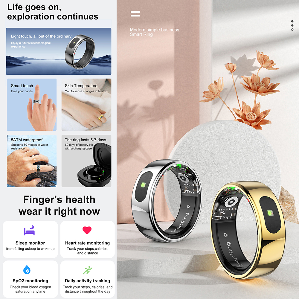 R08 Fitness Tracker Smart Ring - Temperature Ring Skin ulasan dan harga
