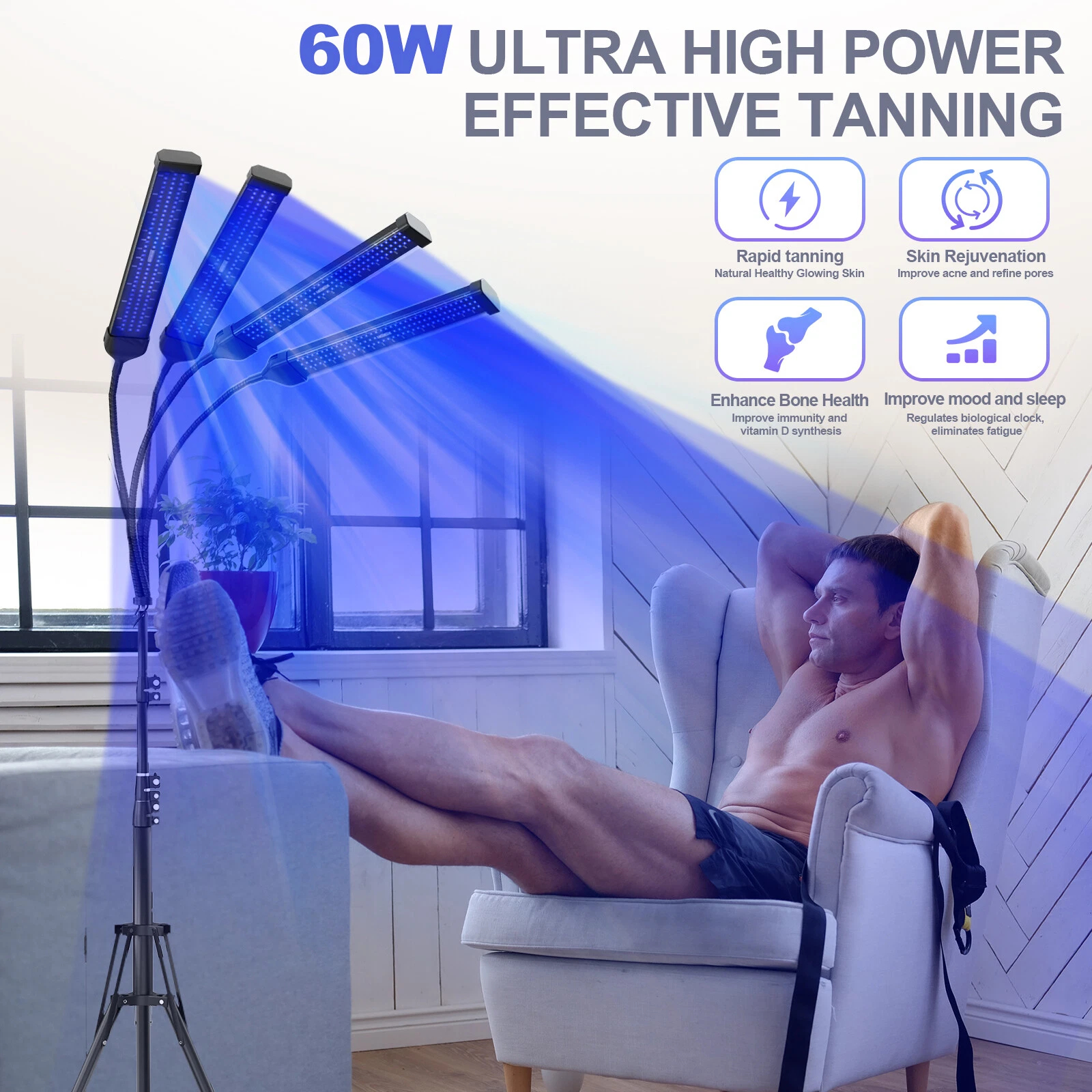UV Tanning Lamp for Face & Bod - Light Therapy Glasses ulasan dan harga