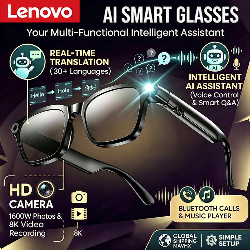 Lenovo 1600MP Camera 8K HD Sma - Smart Glasses Lens ulasan dan harga