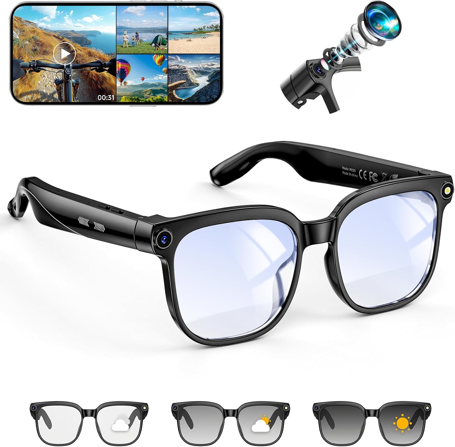 8MP Camera Smart Glasses: 4K P - Smart Glasses Lens ulasan dan harga